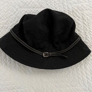 Coach Bucket hat.Leather trim.Size S/P. Black fabric. Never worn. New with tags.